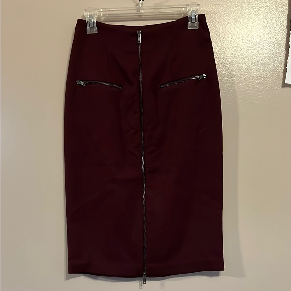 Elegant Burgundy Pencil Skirt